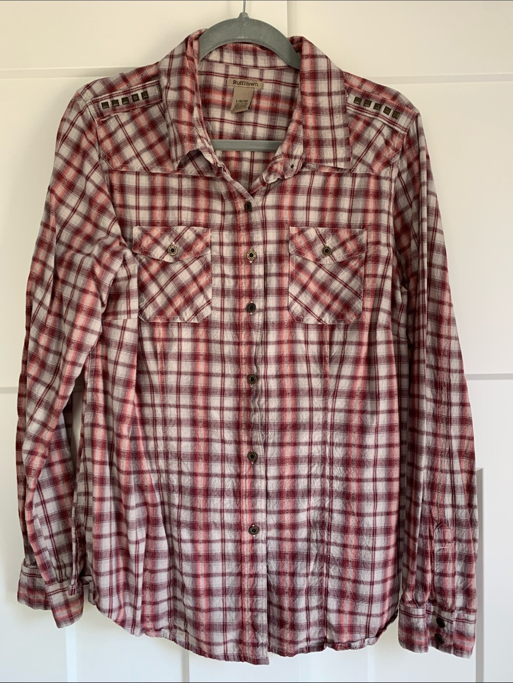 {Ruff Hewn} Red & White Plaid Button-Down Shirt